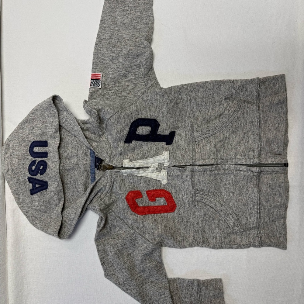 GAP Gray Kids Hoodie with USA and GAP Letters